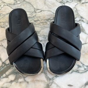 DKNY puffy black slide sandal